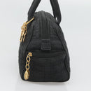 Christian Dior Canage Hand Bag Nylon Black Gold Auth BA3208-4