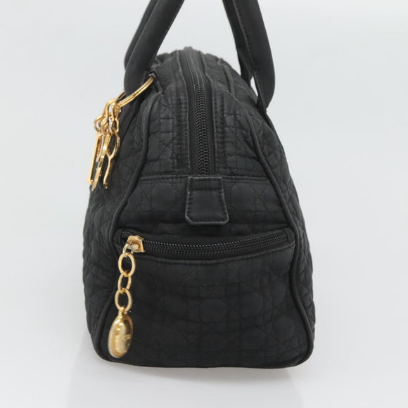 Christian Dior Canage Hand Bag Nylon Black Gold Auth BA3208