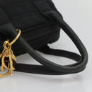 Christian Dior Canage Hand Bag Nylon Black Gold Auth BA3208-7