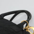 Christian Dior Canage Hand Bag Nylon Black Gold Auth BA3208-8