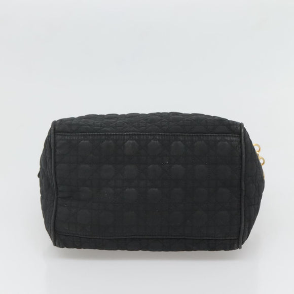 Christian Dior Canage Hand Bag Nylon Black Gold Auth BA3208