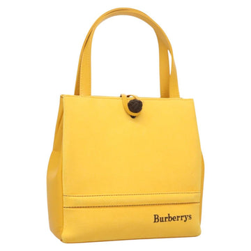 Burberrys Hand Bag Leather Suede Yellow Auth BA3213