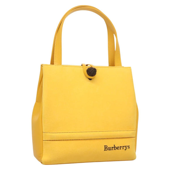 Burberrys Hand Bag Leather Suede Yellow Auth BA3213