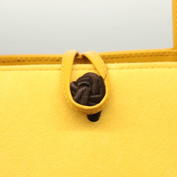 Burberrys Hand Bag Leather Suede Yellow Auth BA3213