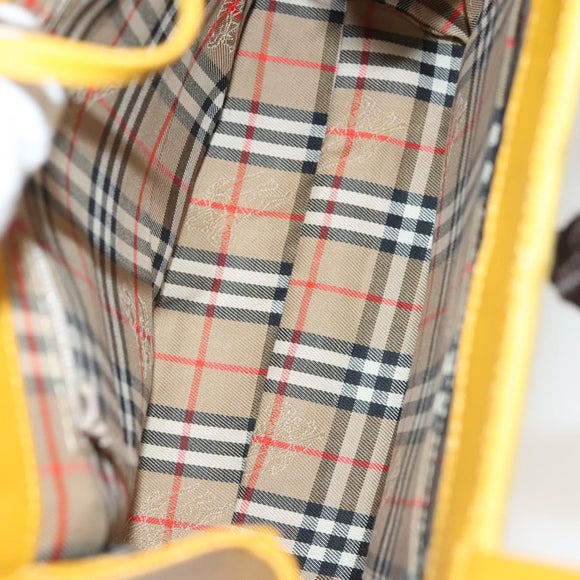 Burberrys Hand Bag Leather Suede Yellow Auth BA3213