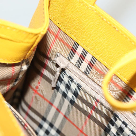 Burberrys Hand Bag Leather Suede Yellow Auth BA3213