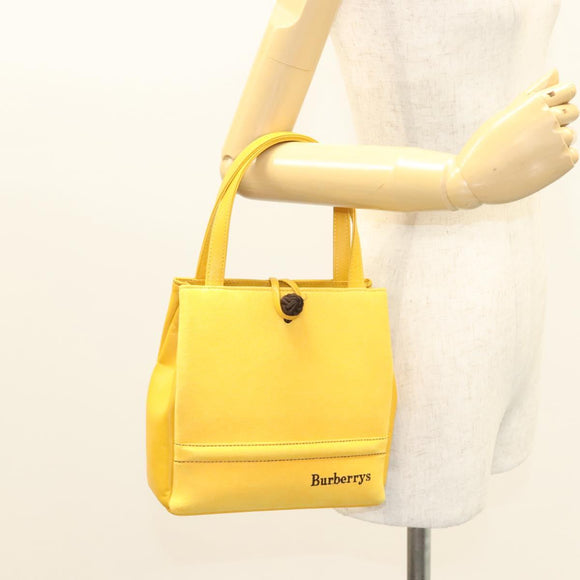 Burberrys Hand Bag Leather Suede Yellow Auth BA3213