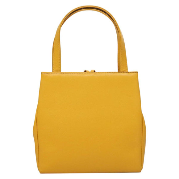 Burberrys Hand Bag Leather Suede Yellow Auth BA3213