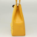 Burberrys Hand Bag Leather Suede Yellow Auth BA3213-3