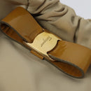 Salvatore Ferragamo Vala Shoulder Bag Nylon Beige Gold Auth BA3215-10