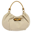 Salvatore Ferragamo Vala Shoulder Bag Nylon Beige Gold Auth BA3215-1