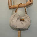 Salvatore Ferragamo Vala Shoulder Bag Nylon Beige Gold Auth BA3215-21