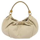 Salvatore Ferragamo Vala Shoulder Bag Nylon Beige Gold Auth BA3215-2