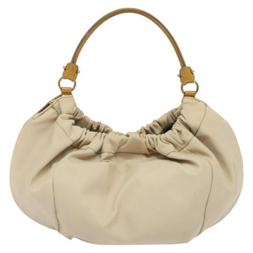 Salvatore Ferragamo Vala Shoulder Bag Nylon Beige Gold Auth BA3215 - 0