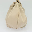 Salvatore Ferragamo Vala Shoulder Bag Nylon Beige Gold Auth BA3215-4