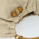 Salvatore Ferragamo Vala Shoulder Bag Nylon Beige Gold Auth BA3215-6