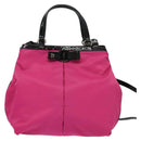 Salvatore Ferragamo Vala Hand Bag Nylon 2way Pink Silver Auth BA3216-13