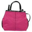 Salvatore Ferragamo Vala Hand Bag Nylon 2way Pink Silver Auth BA3216-2