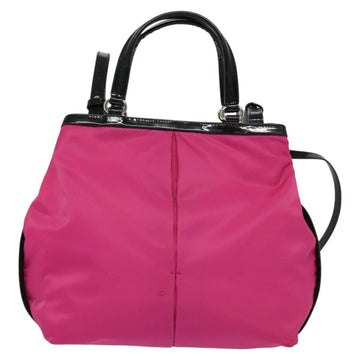 Salvatore Ferragamo Vala Hand Bag Nylon 2way Pink Silver Auth BA3216 - 0