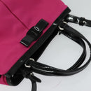 Salvatore Ferragamo Vala Hand Bag Nylon 2way Pink Silver Auth BA3216-6