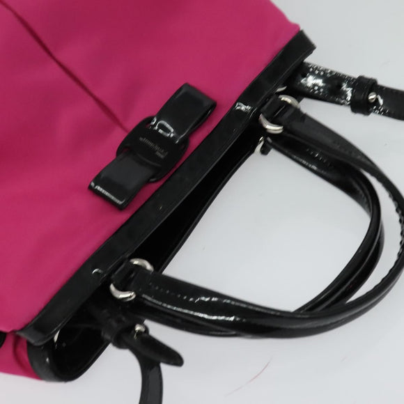 Salvatore Ferragamo Vala Hand Bag Nylon 2way Pink Silver Auth BA3216