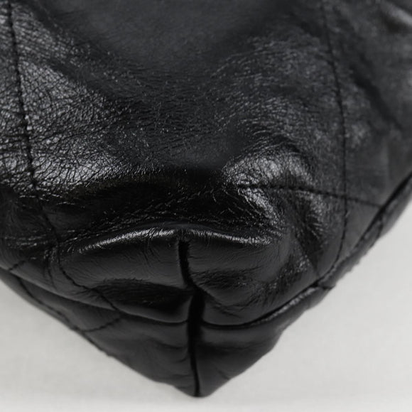 CHANEL Chain Chanel 22 Shoulder Bag Leather Black Gold CC Auth BA3220SM