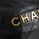CHANEL Chain Chanel 22 Shoulder Bag Leather Black Gold CC Auth BA3220SM-16