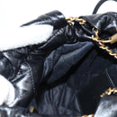 CHANEL Chain Chanel 22 Shoulder Bag Leather Black Gold CC Auth BA3220SM-21