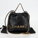 CHANEL Chain Chanel 22 Shoulder Bag Leather Black Gold CC Auth BA3220SM-24