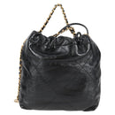 CHANEL Chain Chanel 22 Shoulder Bag Leather Black Gold CC Auth BA3220SM-3