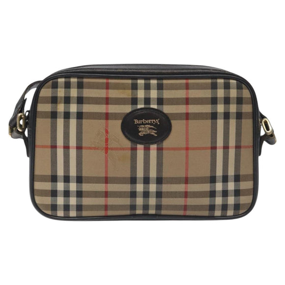 Burberrys Nova Check Shoulder Bag Canvas Beige Auth BA3222