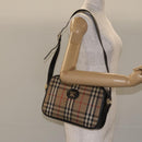 Burberrys Nova Check Shoulder Bag Canvas Beige Auth BA3222-21