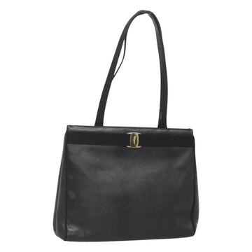 Salvatore Ferragamo Tote Bag Leather Black Gold Auth BA3223