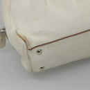 Salvatore Ferragamo Gancini Shoulder Bag Leather White Silver Auth BA3224-14