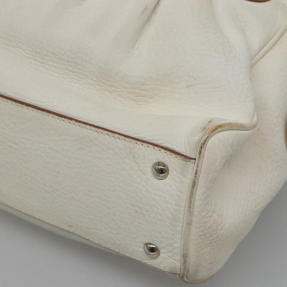 Salvatore Ferragamo Gancini Shoulder Bag Leather White Silver Auth BA3224