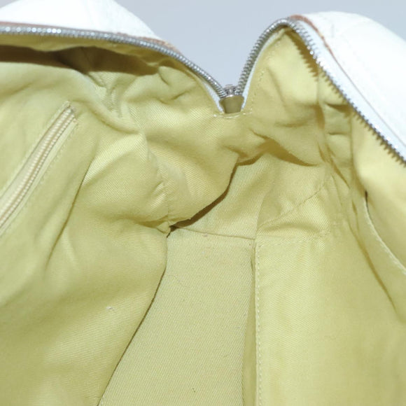 Salvatore Ferragamo Gancini Shoulder Bag Leather White Silver Auth BA3224