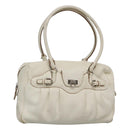 Salvatore Ferragamo Gancini Schoudertas Leer Wit Zilver Auth BA3224-1