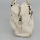 Salvatore Ferragamo Gancini Schoudertas Leer Wit Zilver Auth BA3224-3