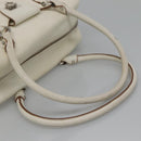 Salvatore Ferragamo Gancini Shoulder Bag Leather White Silver Auth BA3224-7