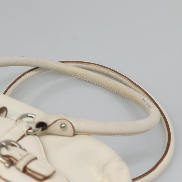 Salvatore Ferragamo Gancini Shoulder Bag Leather White Silver Auth BA3224