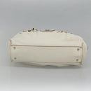 Salvatore Ferragamo Gancini Schoudertas Leer Wit Zilver Auth BA3224-5