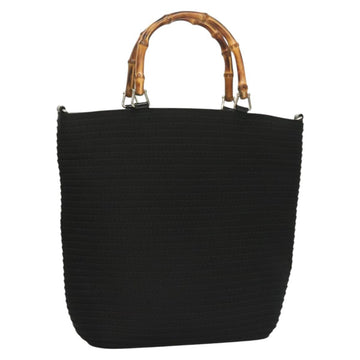 GUCCI Bamboo Hand Bag Canvas Outlet Black Silver 002 1998 0441 Auth BA3228