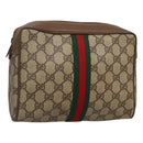 GUCCI GG Supreme Web Sherry Line Clutch Bag PVC Beige 89 01 012 Auth BA3229-1