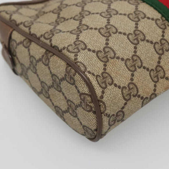 GUCCI GG Supreme Web Sherry Line Clutch Bag PVC Beige 89 01 012 Auth BA3229