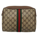 GUCCI GG Supreme Web Sherry Line Clutch Bag PVC Beige 89 01 012 Auth BA3229-2