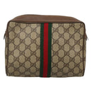 GUCCI GG Supreme Web Sherry Line Clutch Bag PVC Beige 89 01 012 Auth BA3229-2