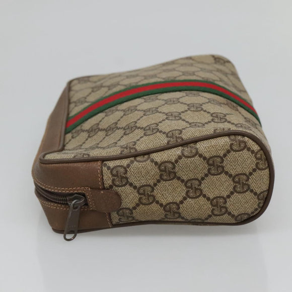 GUCCI GG Supreme Web Sherry Line Clutch Bag PVC Beige 89 01 012 Auth BA3229