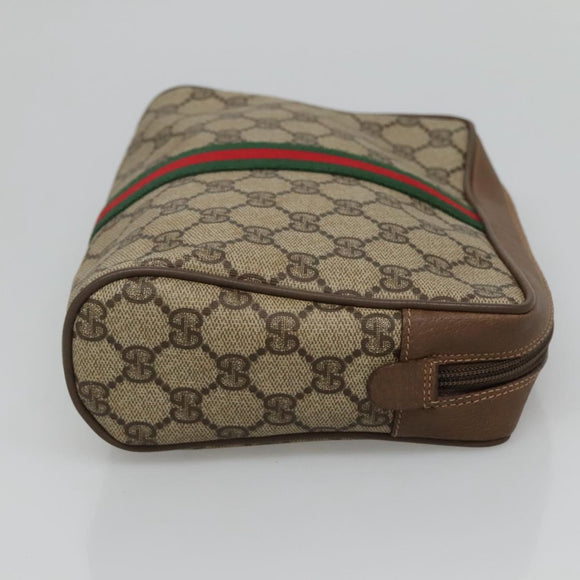 GUCCI GG Supreme Web Sherry Line Clutch Bag PVC Beige 89 01 012 Auth BA3229