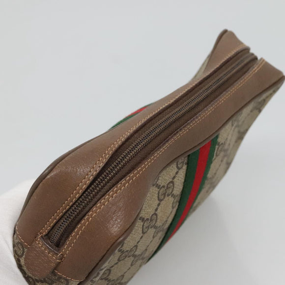 GUCCI GG Supreme Web Sherry Line Clutch Bag PVC Beige 89 01 012 Auth BA3229