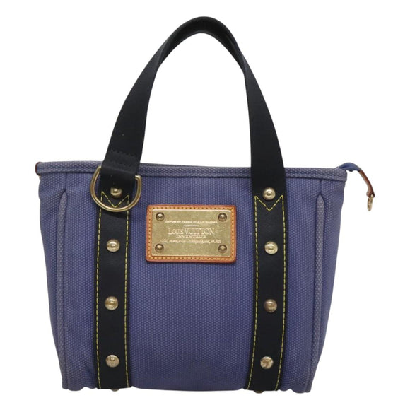 LOUIS VUITTON Antigua Cabas PM Tote Bag Canvas Blue Black M40090 LV Auth BA3231